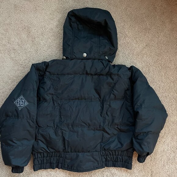 Vintage 90s Embroidered Granny Square Boho Cropped Aztec Quilt Ski Coat Womens14 - Picture 11 of 13